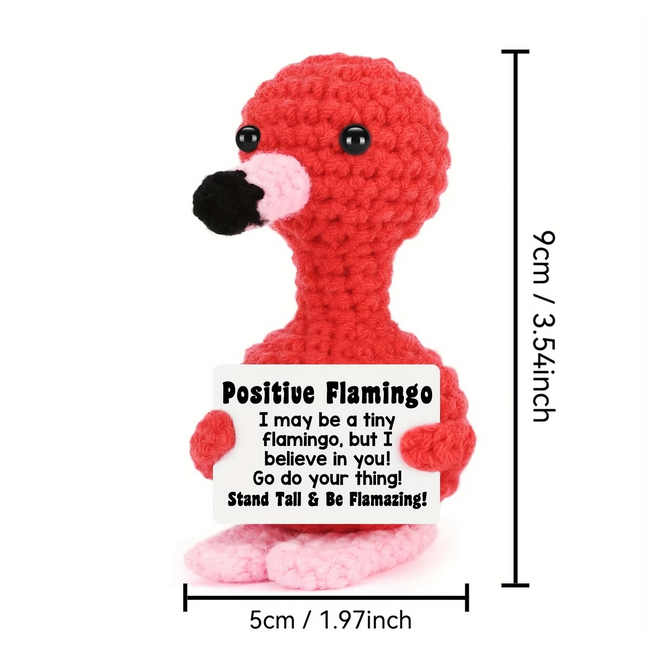 Mini Crochet Flamingo – Handmade Positivity Gift with Uplifting Message