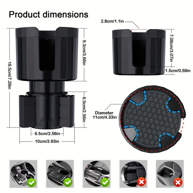 Adjustable Car Cup Holder – Expander for Large Bottles & Travel Mugs