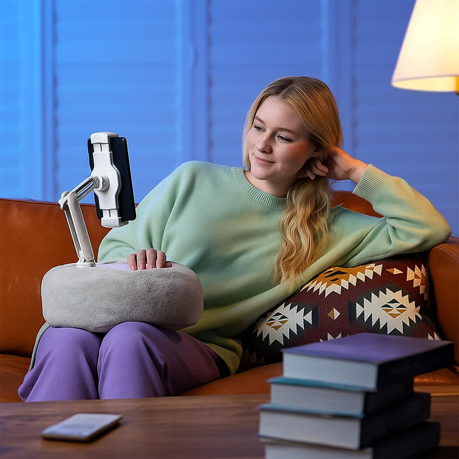 Kindle, Tablet, iPad & Phone Pillow Stand Holder with Snack Bowl – Ultimate Comfort for Reading & Streaming!