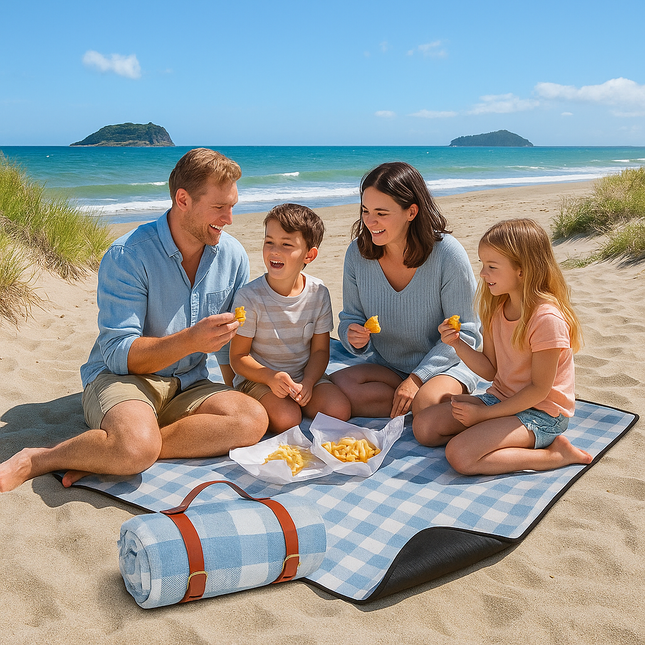 Large Waterproof & Sandproof Gingham Picnic Blanket