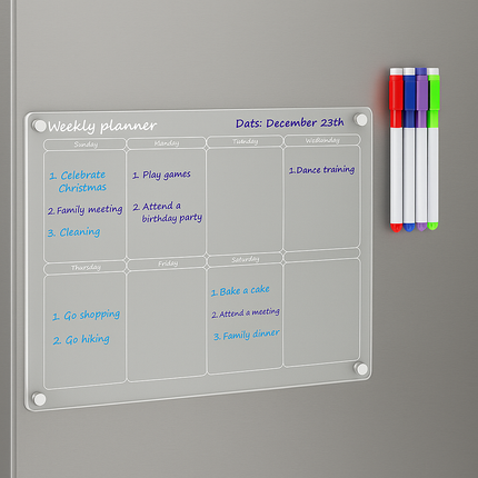 Clear Acrylic Magnetic Fridge Board Planner Daily Weekly Schedule A4