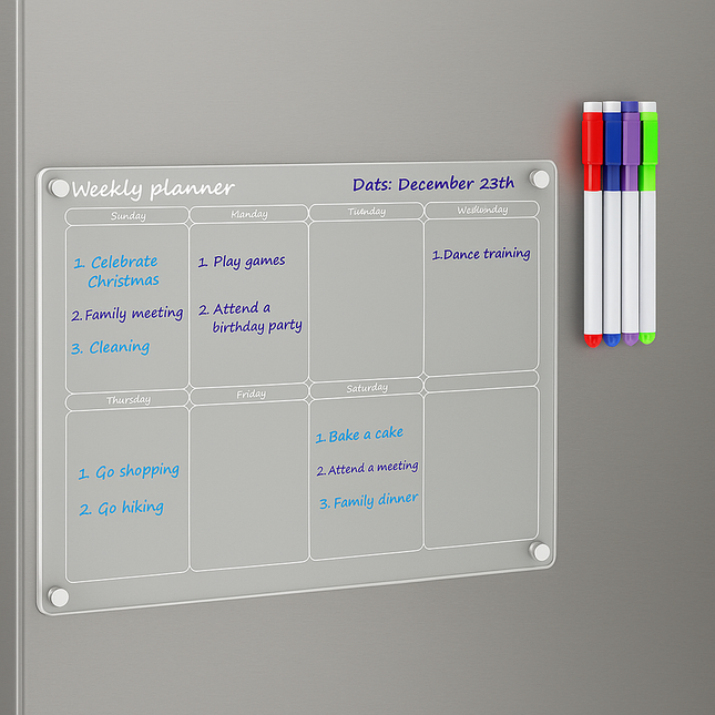 Clear Acrylic Magnetic Fridge Board Planner Daily Weekly Schedule A4