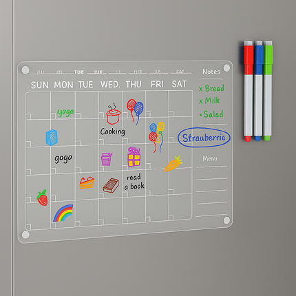 Clear Acrylic Magnetic Fridge Board Planner Daily Weekly Schedule A4
