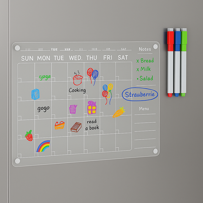 Clear Acrylic Magnetic Fridge Board Planner Daily Weekly Schedule A4