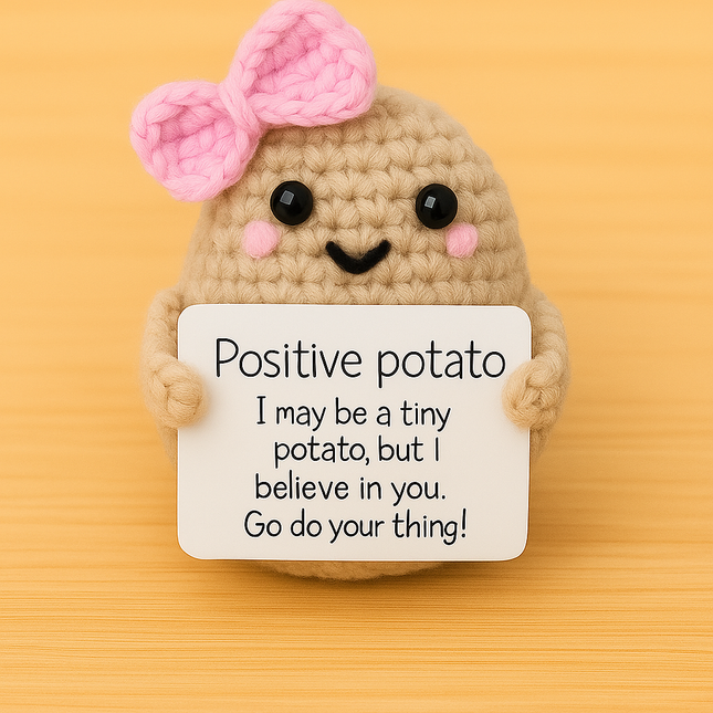 Crochet Positive Potato – Handmade Motivational Plush Gift