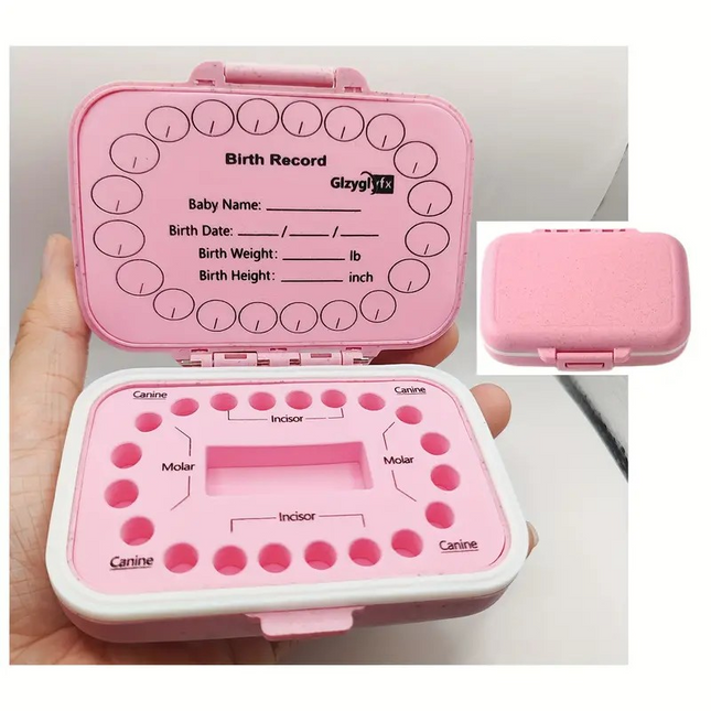 Tooth Keepsake Box for Kids – 1pc with Labeled Compartments (Pink or Blue)