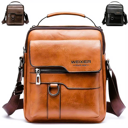 Men’s Vintage Crossbody Shoulder Bag – Adjustable Strap, Multi-Compartment Design for Business & Casual Use
