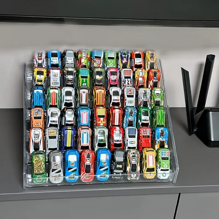 Multi-Tier Clear Acrylic Display Stand – Stackable Organizer for Toy Cars, Collectibles & Jewelry