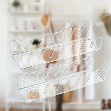 2-Pack Clear Baseball Cap Organizer Rack – Freestanding Hat Storage Shelf, Holds 14 Hats, Space-Saving Closet Organizer