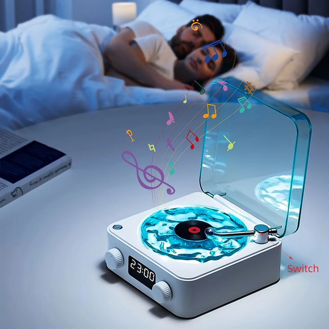 Retro Turntable Speaker – Wireless White Noise Machine with Projection Light Effects