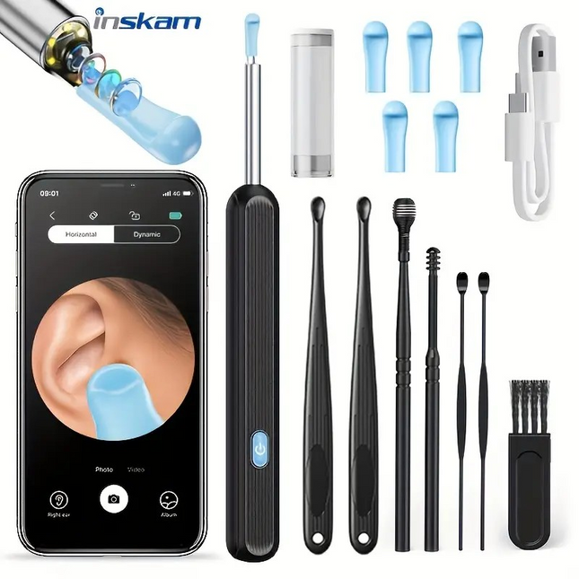 Wireless Earwax Removal Kit – 6-in-1 Tool with HD Camera & Light for iOS & Android