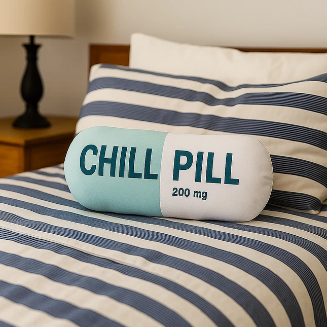 Chill Pill Throw Pillow – Capsule-Shaped Plush Cushion for Décor & Gifting