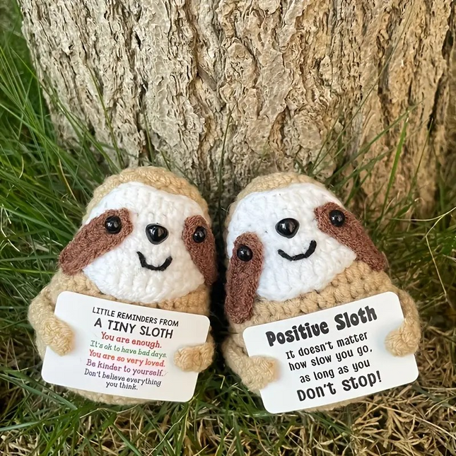Handmade Fabric Sloth Pair – Soft Decorative Plush Gift Set with Positive Vibes