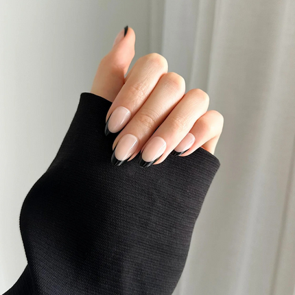 Black Tip Gel Press-On Nails By Pressing nails New Zealand 