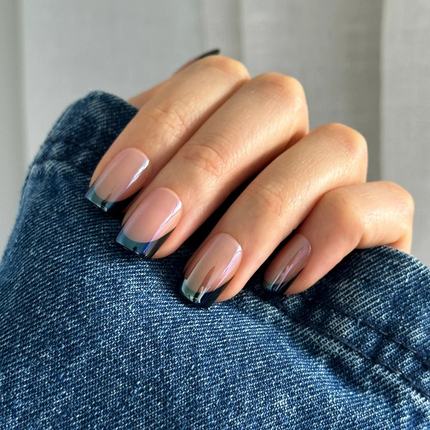 Black tip gel press on nails from pressing nails new zealand