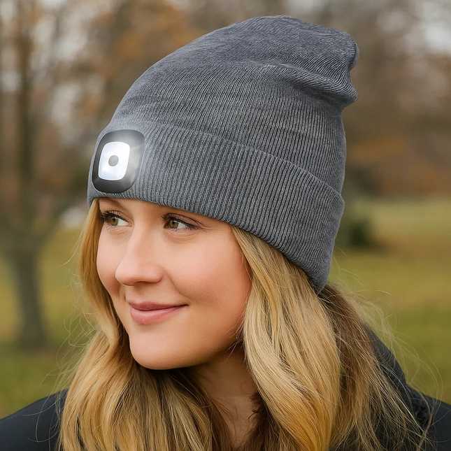 Led beanie grey usb charge
