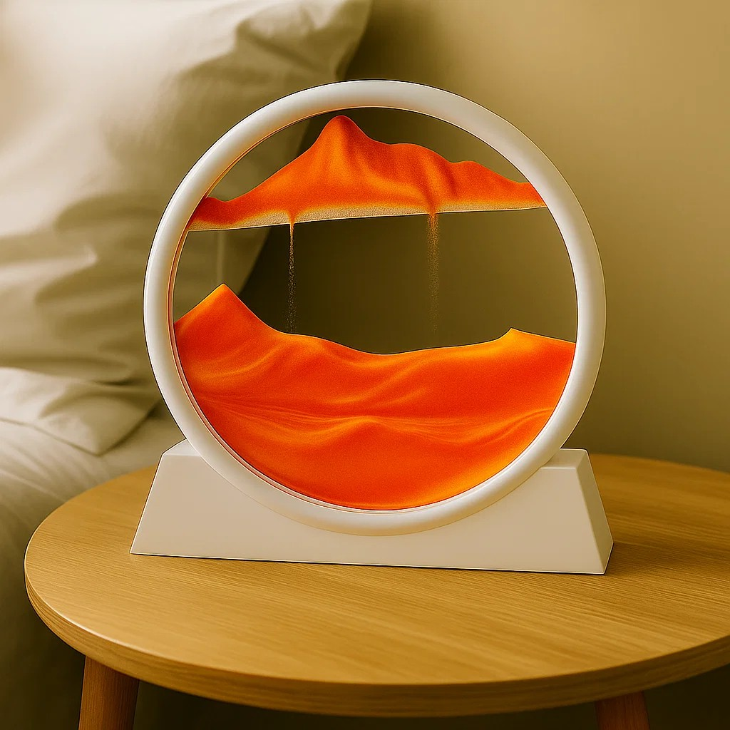 Decor Low Key 3D Sand Art Picture – Round Glass Moving Hourglass Decor – Lowkey.co.nz