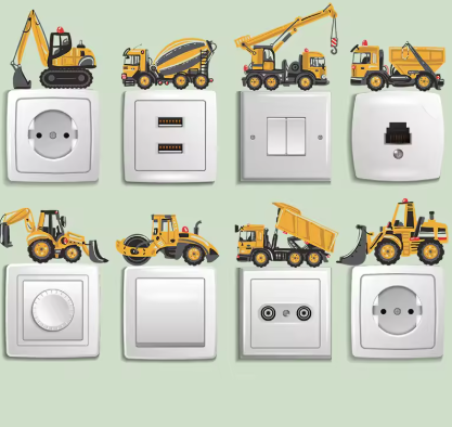 Construction Vehicle Wall Stickers – Set of 8 for Kids Room Decor