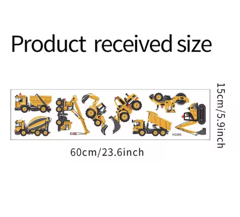 Construction Vehicle Wall Stickers – Set of 8 for Kids Room Decor