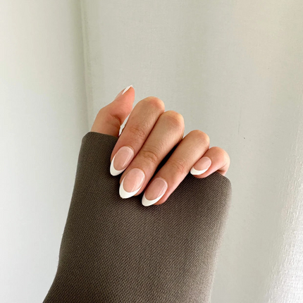 White Tip Gel Press-On Nails by pressing nails nz