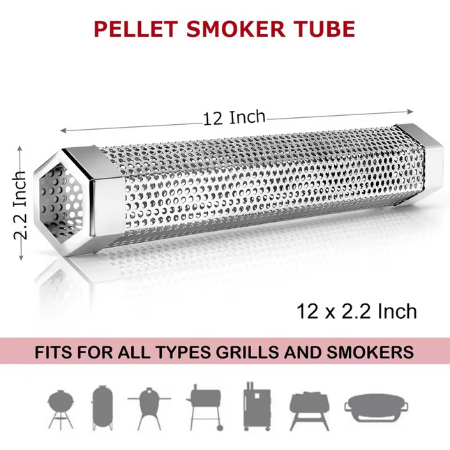 Pellet Smoker Tube, 12 Inch Stainless Steel Wood Pellets