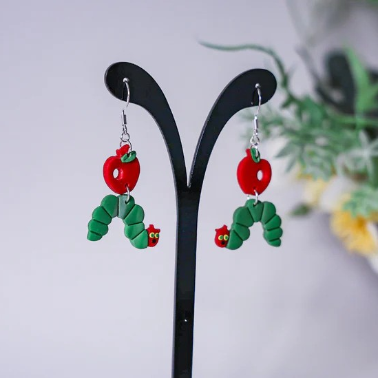 The Hungry Caterpillar Earrings – Handmade Polymer Clay by bellamerclay