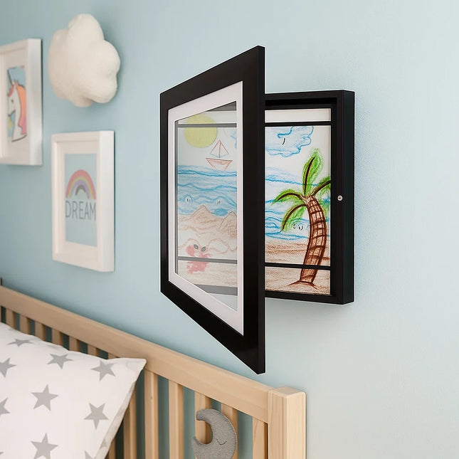 Magnetic Kids Art Frame A4 – Front-Opening Wooden Display for Drawings, Photos & More