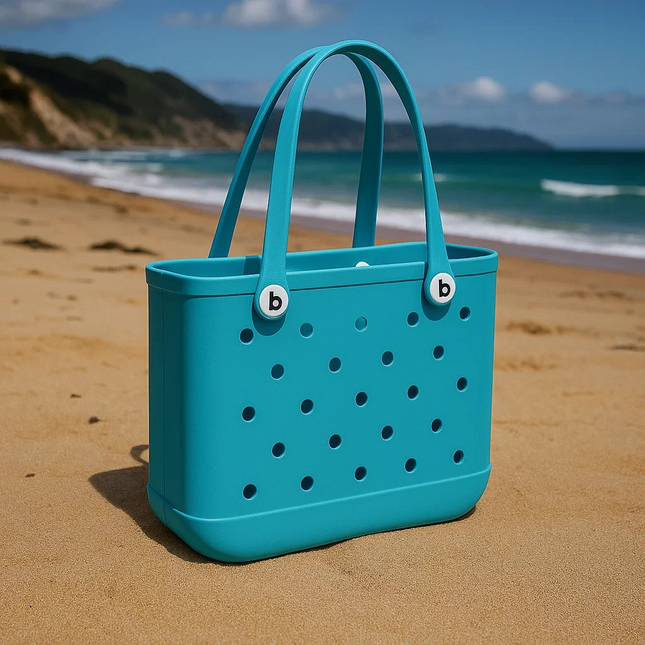 Blue EVA tote bag – lightweight waterproof beach and shopping tote gift – Lowkey.co.nz New Zealand gift store