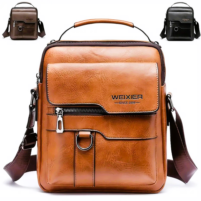 Brown leather crossbody handbag – durable shoulder bag with adjustable strap – Lowkey.co.nz New Zealand gift store
