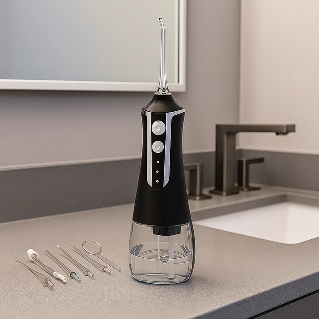 dental water flosser black with extra tips