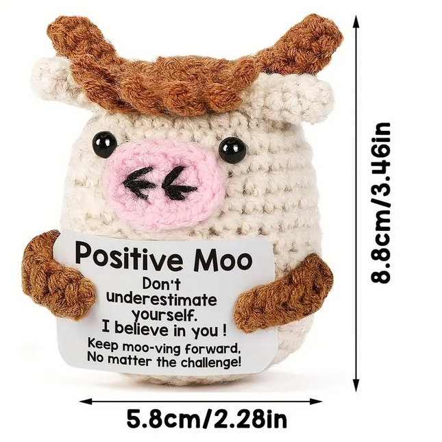 Mini Crochet Cow – Handmade Positivity Gift with Uplifting Message
