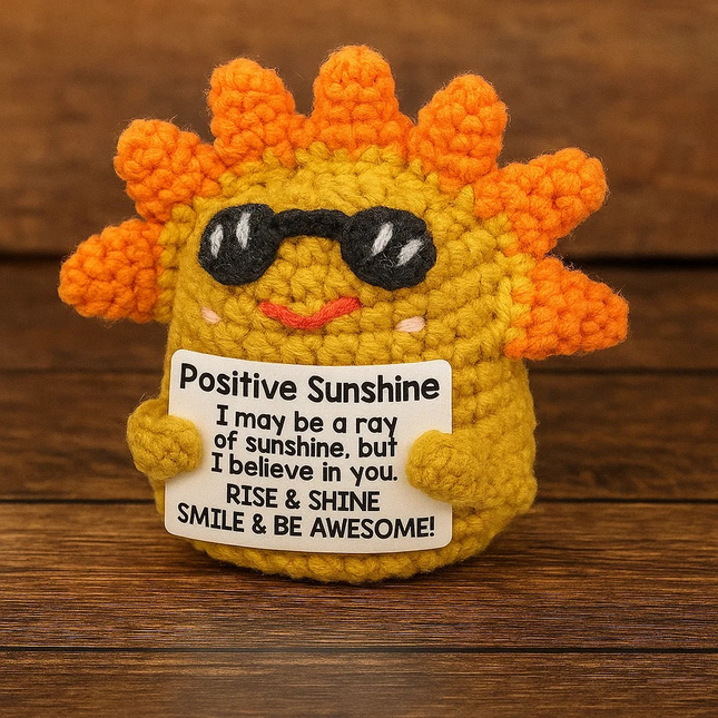 Crochet Sun Doll – Handmade Wool Plush for Uplifting Decor & Gifts