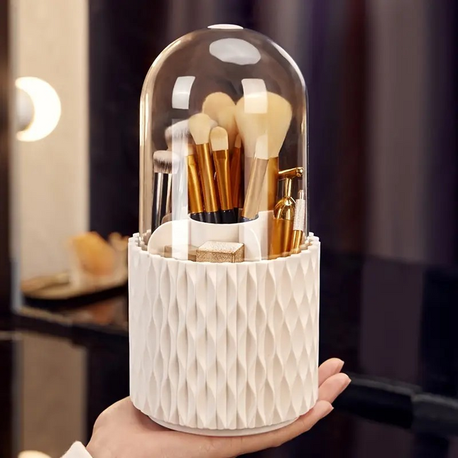 360° Rotating Makeup Organizer – Large Capacity Dustproof Cosmetic Storage Box 💄✨