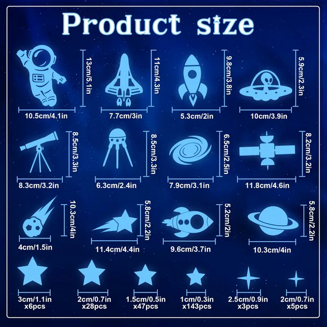 Luminous Universe-Themed Wall Stickers – Glow-in-the-Dark Space Decor for Kids' Bedrooms & Study Rooms