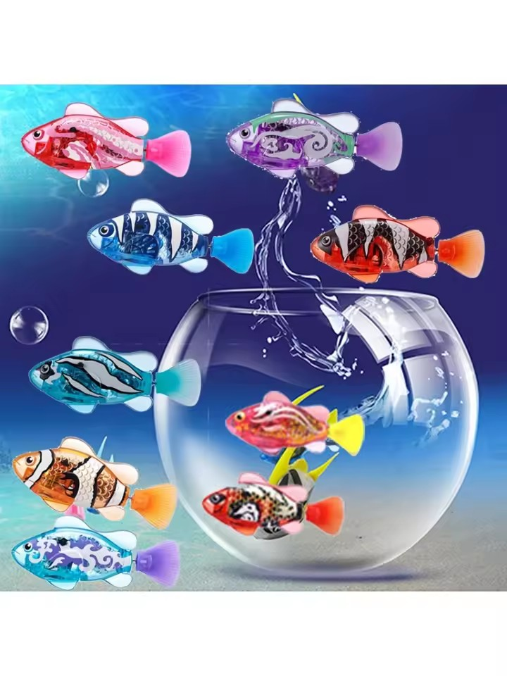 Fishy Toy Interactive Electric Fish Toy – LED Light-Up Swimming Robot for Kids ...
