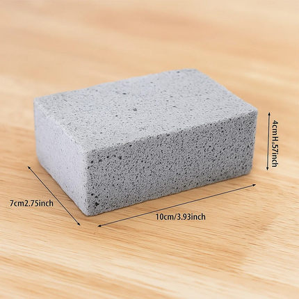 grey bbq cleaning rock with measurements