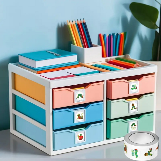 Caterpillar Stickers Roll – Fun Colourful Designs for Kids (500 Stickers, 2.5cm)