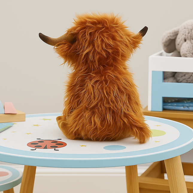 Back view of Highland Cow Plush Toy 27cm soft stuffed animal cute plush gift Lowkey Gifts NZ