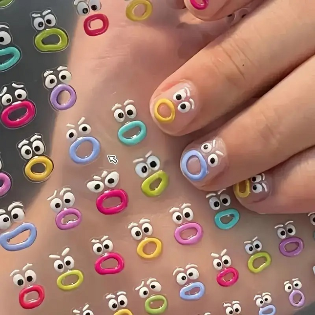 Funny Face Nail Stickers – Self-Adhesive Gel Art for Kids or DIY Nails
