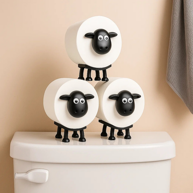 Sheep Toilet Paper Holder – 3pc Decorative Bathroom Storage Set, Fun & Functional Design