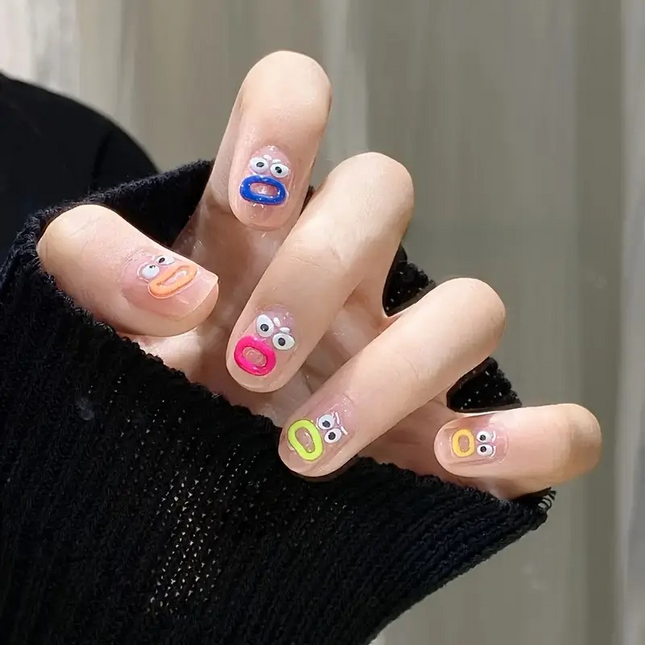 Funny Face Nail Stickers – Self-Adhesive Gel Art for Kids or DIY Nails