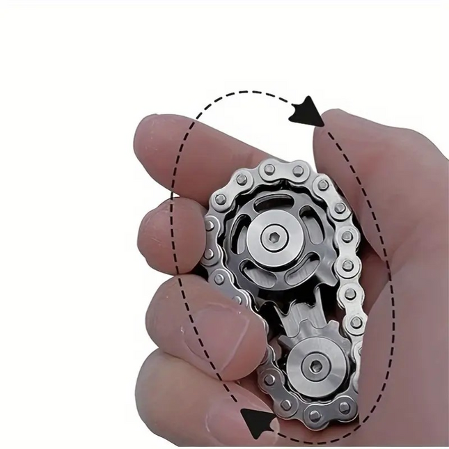 Mechanical Metal Gear Chain Finger Spinner – Smooth Bearing & Adjustable for Ultimate Fidget Fun!