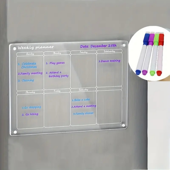 Clear Acrylic Magnetic Fridge Board Planner Daily Weekly Schedule A4