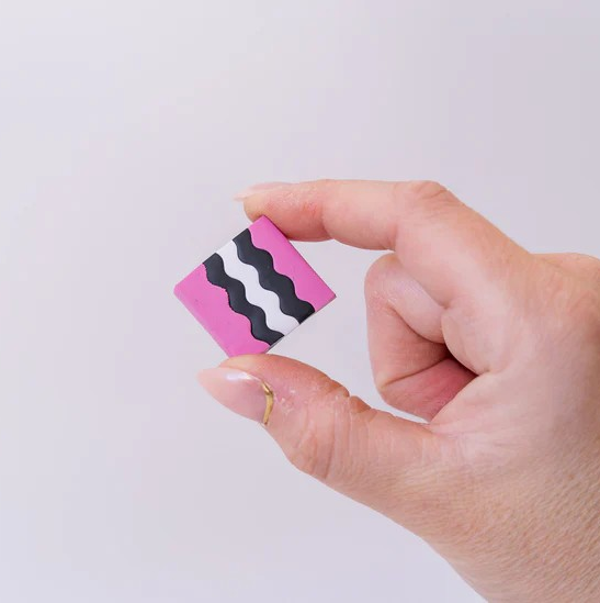 Handmade polymer clay licorice allsort magnet on fridge