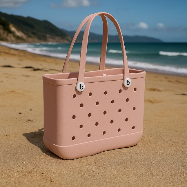 Light pink EVA tote bag – lightweight waterproof beach and shopping tote gift – Lowkey.co.nz New Zealand gift store