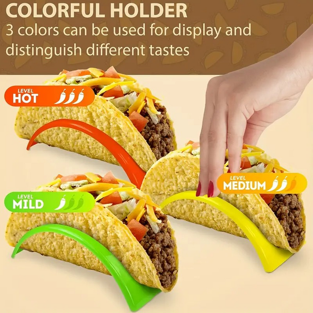 Taco Holders – Colorful Plastic Stands for Soft & Hard Shell Tacos (10-Pack)