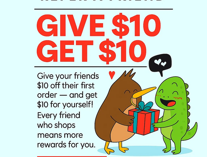Lowkey Gifts refer a friend program – give $10 to a friend and get $10 real cash rewards – New Zealand online gift store