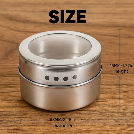 metal magnetic spice jar dimentions