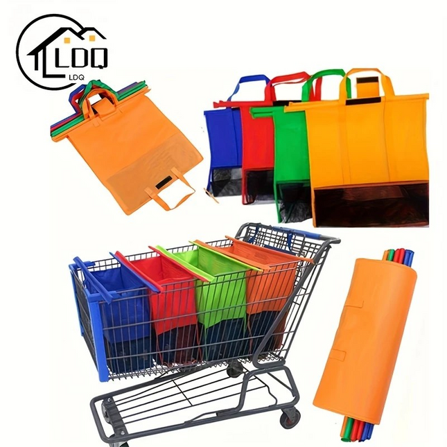 4-Pack All-In-One Heavy-Duty Grocery Cart Bags – Reusable Shopping and Storage Made Easy