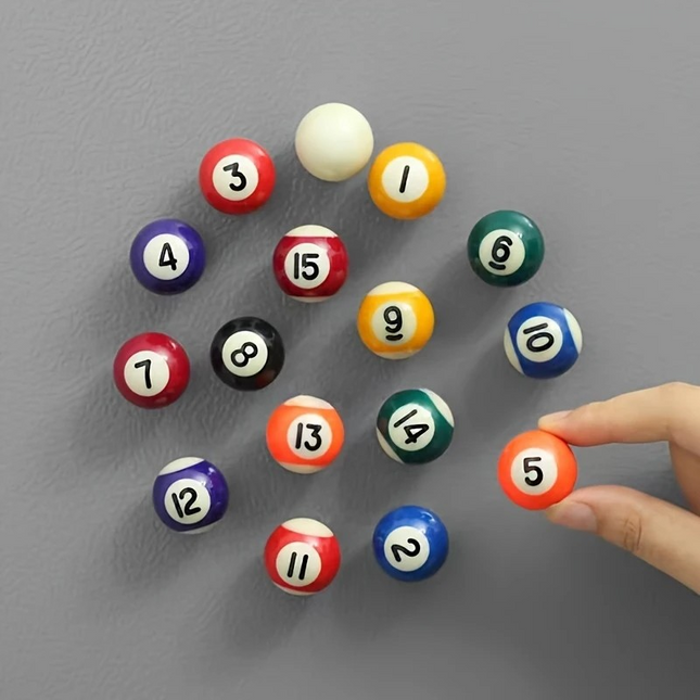 Pool Ball Magnets – 16-Pack Round Fridge Magnet Set for Gamers & Decor